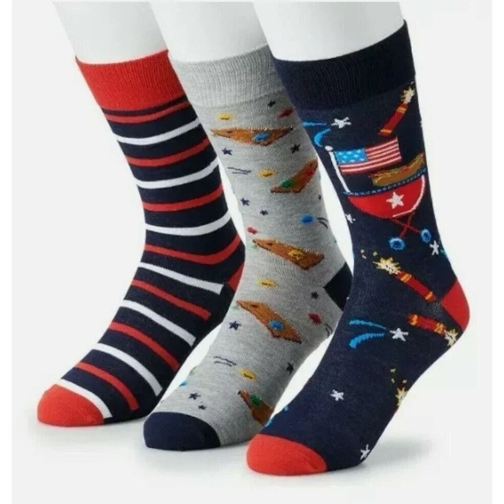 Men's Croft & Barrow Americana Patriotic USA Novelty Crew Socks 3-Pack Size 7-12